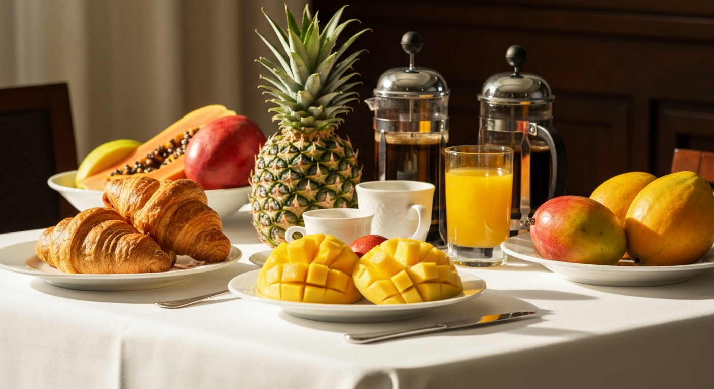 Desayuno gourmet servido en el balcón