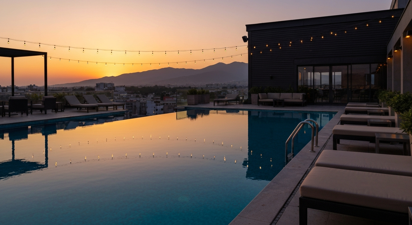 Terraza de la Penthouse Suite con piscina privada