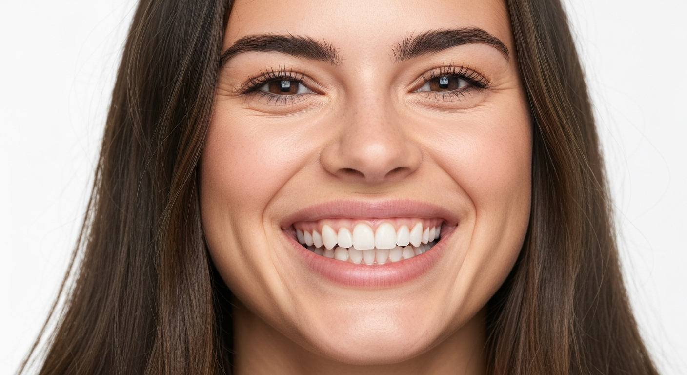 Primer plano de sonrisa perfecta post-tratamiento