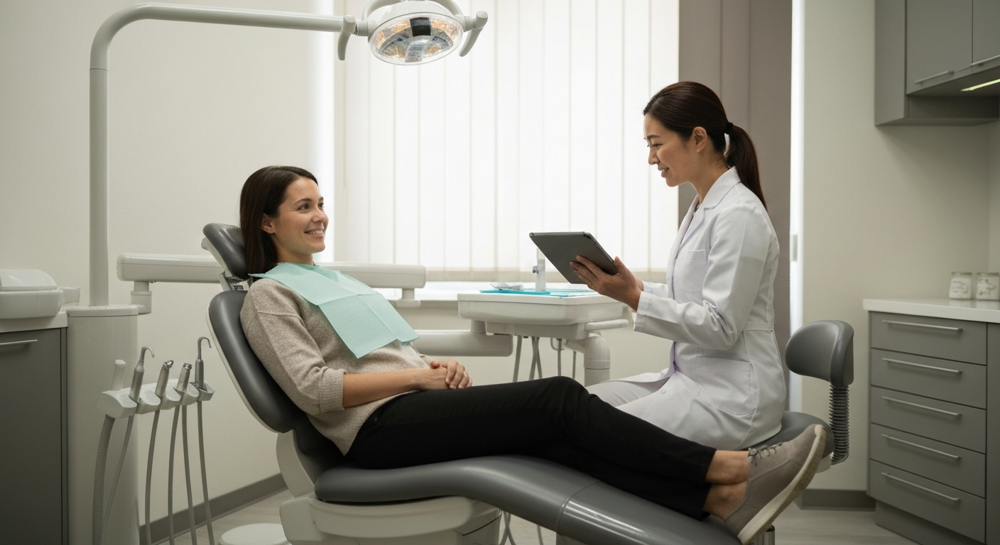 Paciente relajado durante tratamiento dental.