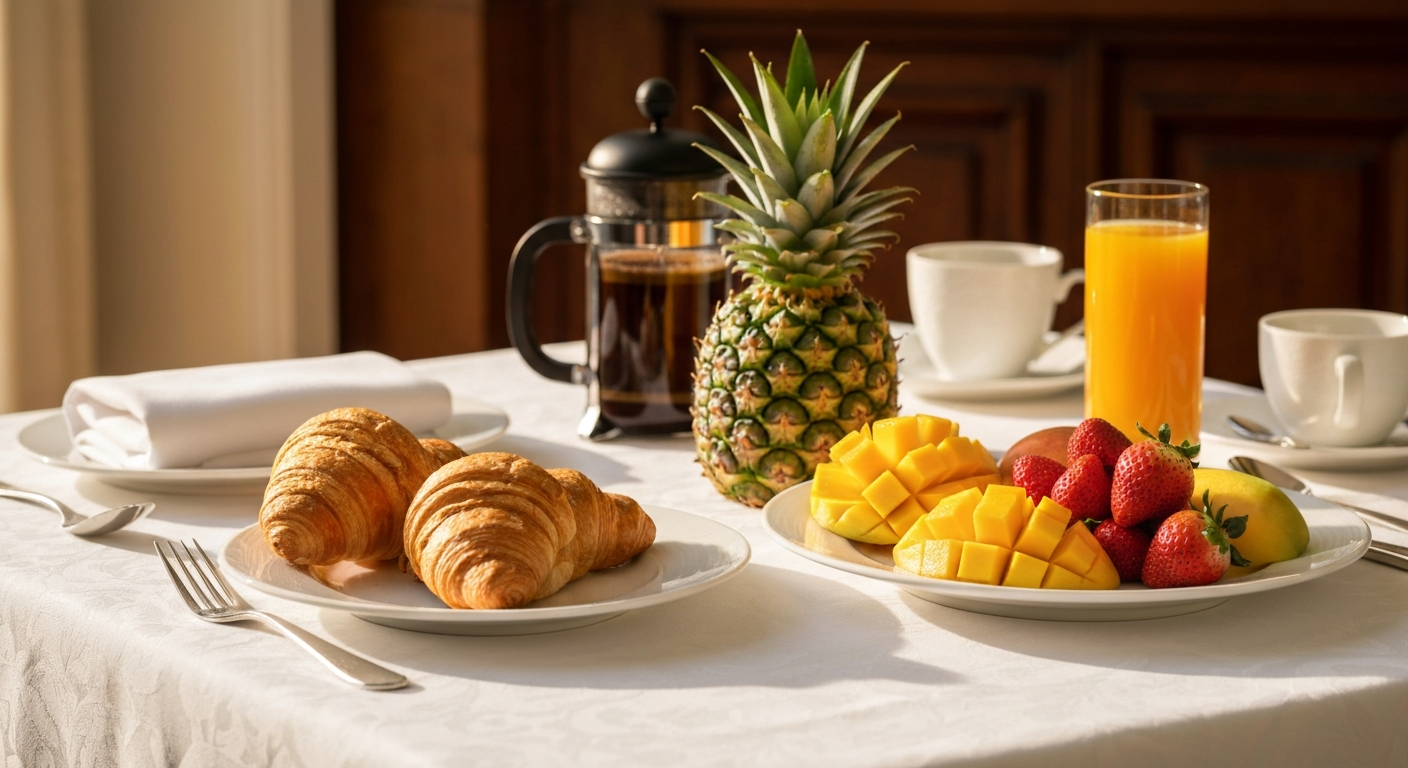 Desayuno servido en el balcón del Junior Loft