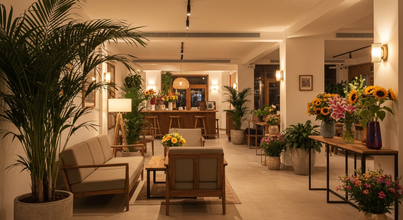 Elegante lobby del Hotel Mirador del Ávila con mobiliario de diseño.