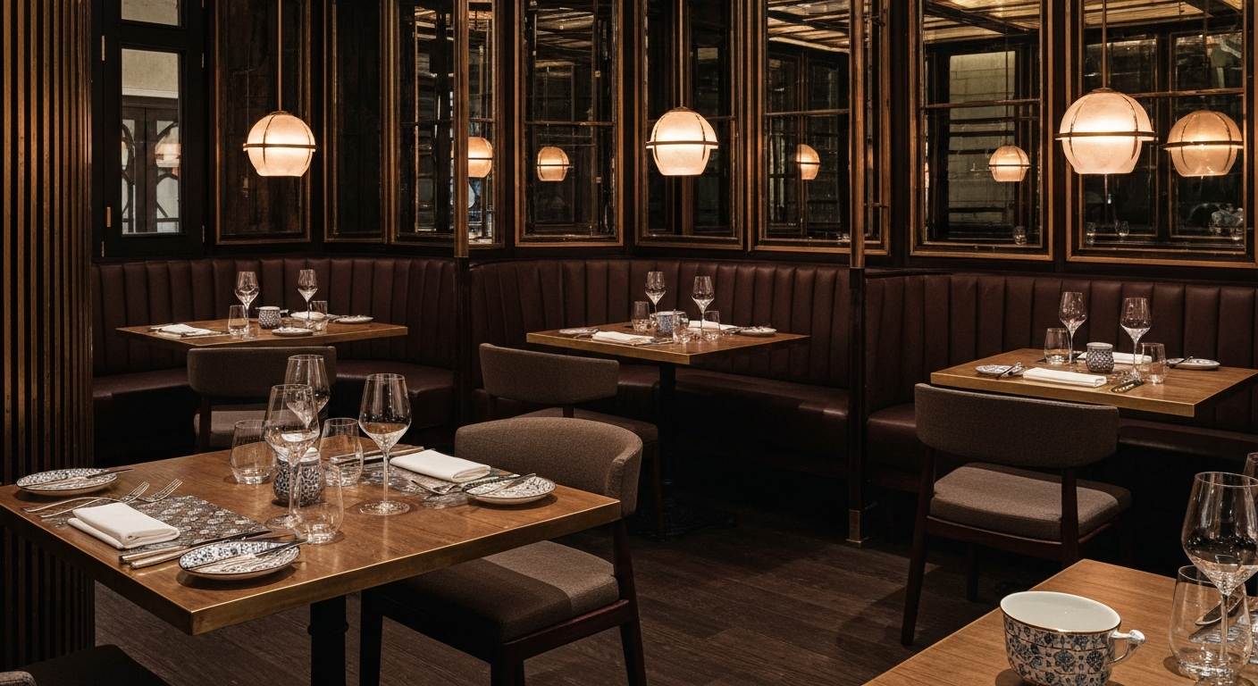 Restaurante íntimo del hotel con mesas preparadas